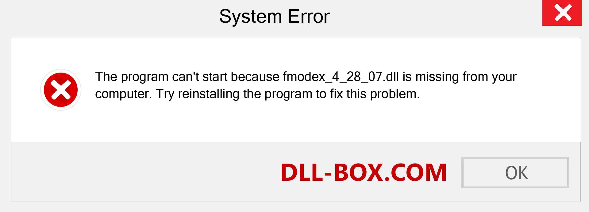  fmodex_4_28_07.dll file is missing?. Download for Windows 7, 8, 10 - Fix  fmodex_4_28_07 dll Missing Error on Windows, photos, images